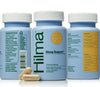 three bottles of Hilma Sleep Support with 2 brown capsules laying in front of one of the bottles. Each bottle has a different angle showing ingredients, benefits, and the product name